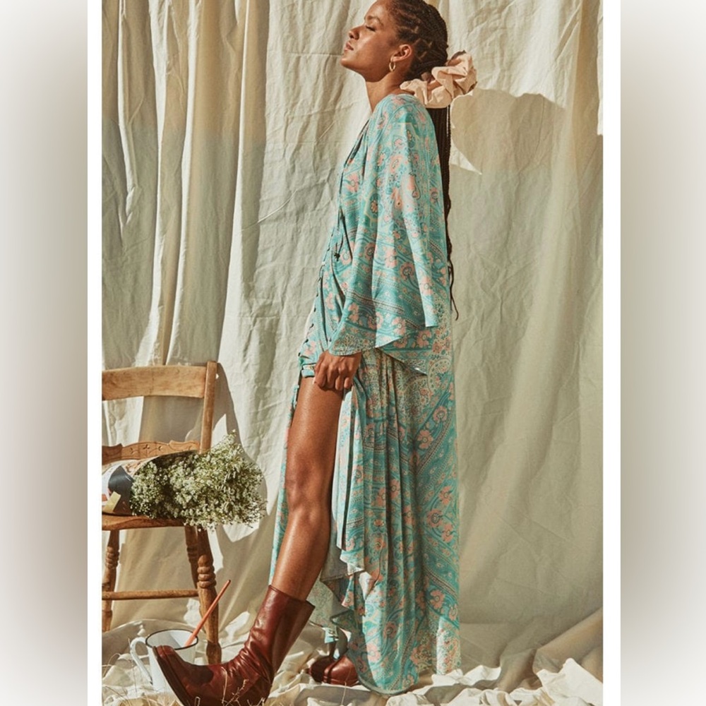SOLD Farrah Half Moon Gown Aqua